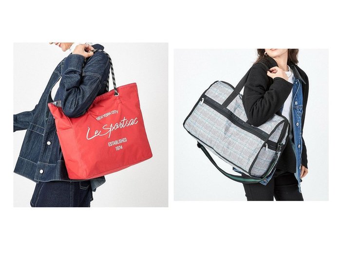 【LeSportsac/レスポートサック】のグレー/グリーンチェック&2ウェイロージーレッドスクリプト 【バッグ・鞄 人気ファッション通販 コーディネート通販】おすすめ！人気、トレンド、レディースファッションの通販  おすすめ人気トレンドファッション通販アイテム 人気、トレンドファッション・服の通販 founy(ファニー) 　ファッション　Fashion　レディースファッション　WOMEN　バッグ　Bag　シンプル　Simple　チェック　Check　ボストンバッグ　Boston Bag　ポケット　Pocket　モノトーン　Monotone　NEW・新作・新着・新入荷　New Arrivals　旅行　Travel　軽量　Lightweight　ストライプ　Stripe　トラベル　Travel　プリント　Print　リバーシブル　Reversible　おすすめ　Recommend　ビジネス 仕事 通勤　Business　|ID:crp329100000204143