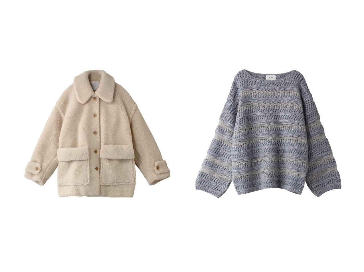 【CLANE/クラネ】のSHEER BORDER MOHAIR KNIT ニット/セーター&RIDGE POCKET BOA OVER COAT ジャケット 【ECで売れてるランキング上位の人気ファッション通販 コーディネート通販 / Popular clothes】おすすめ！トレンド、レディースファッションの通販  おすすめ人気トレンドファッション通販アイテム インテリア・キッズ・メンズ・レディースファッション・服の通販 founy(ファニー) 　ファッション　Fashion　レディースファッション　WOMEN　アウター　Coat Outerwear　コート　Coats　ジャケット　Jackets　トップス・カットソー　Tops/Tshirt　ニット　Knit Tops　プルオーバー　Pullover　A/W・秋冬　Aw・Autumn/Winter・Fw・Fall-Winter　ジャケット　Jacket　パッチ　Patch　ポケット　Pocket　シアー　Sheer　シンプル　Simple　セーター　Sweater　ボーダー　Border　メッシュ　Mesh　モヘア　Mohair　イエロー系　Yellow　ベージュ系　Beige　グレー系　Gray　ブラウン系　Brown　ブルー系　Blue　|ID:crp329100000204184