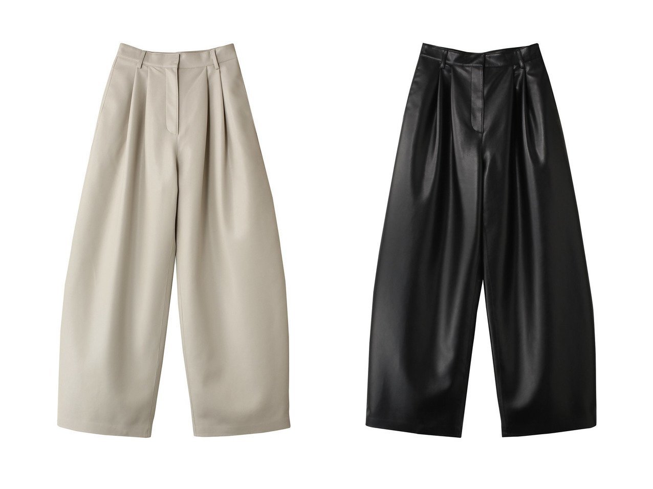 【CLANE/クラネ】のCURVY VEGAN LEATHER PANTS パンツ 【ECで売れてるランキング上位の人気ファッション通販 コーディネート通販 / Popular clothes】おすすめ！トレンド、レディースファッションの通販  おすすめ人気トレンドファッション通販アイテム インテリア・キッズ・メンズ・レディースファッション・服の通販 founy(ファニー) 　ファッション　Fashion　レディースファッション　WOMEN　パンツ　Pants　コンパクト　Compact　フェイクレザー　Faux Leather　ワイド　Wide　NEW・新作・新着・新入荷　New Arrivals　イエロー系　Yellow　ブラック系　Black　|ID:crp329100000204187