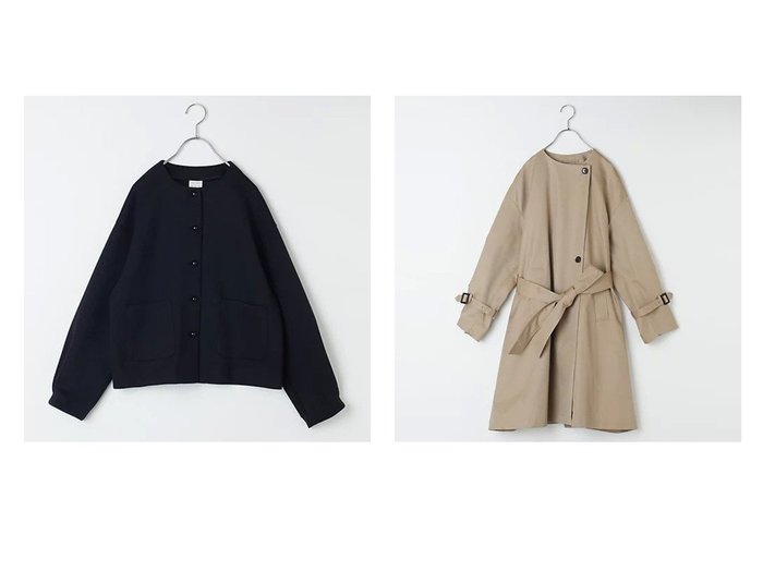 【12closet/トゥエルブクローゼット】の【12classe】【洗える】ダンボールノーカラージャケット&【洗える】ノーカラートレンチコート 【コート、ジャケット 人気ファッション通販 コーディネート通販】おすすめ！人気、トレンド、レディースファッションの通販  おすすめ人気トレンドファッション通販アイテム インテリア・キッズ・メンズ・レディースファッション・服の通販 founy(ファニー) https://founy.com/ ファッション Fashion レディースファッション WOMEN アウター Coat Outerwear ジャケット Jackets ノーカラージャケット No Collar Leather Jackets コート Coats トレンチコート Trench Coats オケージョン Occasion カットソー Cut And Sew ジャケット Jacket デニム Denim 洗える Washable |ID:crp329100000204207