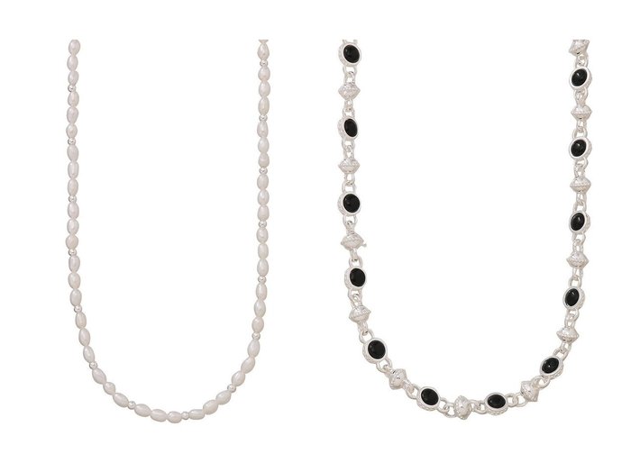 【DAISY LONDON/デイジー ロンドン】のPearl Beaded ネックレス&【Polly Sayer】Black Onyx Chain ネックレス シルバー 【アクセサリー、ジュエリー 人気ファッション通販 コーディネート通販】おすすめ！人気、トレンド、レディースファッションの通販  おすすめ人気トレンドファッション通販アイテム 人気、トレンドファッション・服の通販 founy(ファニー) 　ファッション　Fashion　レディースファッション　WOMEN　ジュエリー　Jewelry　ネックレス　Necklaces　コンビ　Combination　ネックレス　Necklace　NEW・新作・新着・新入荷　New Arrivals　|ID:crp329100000204271