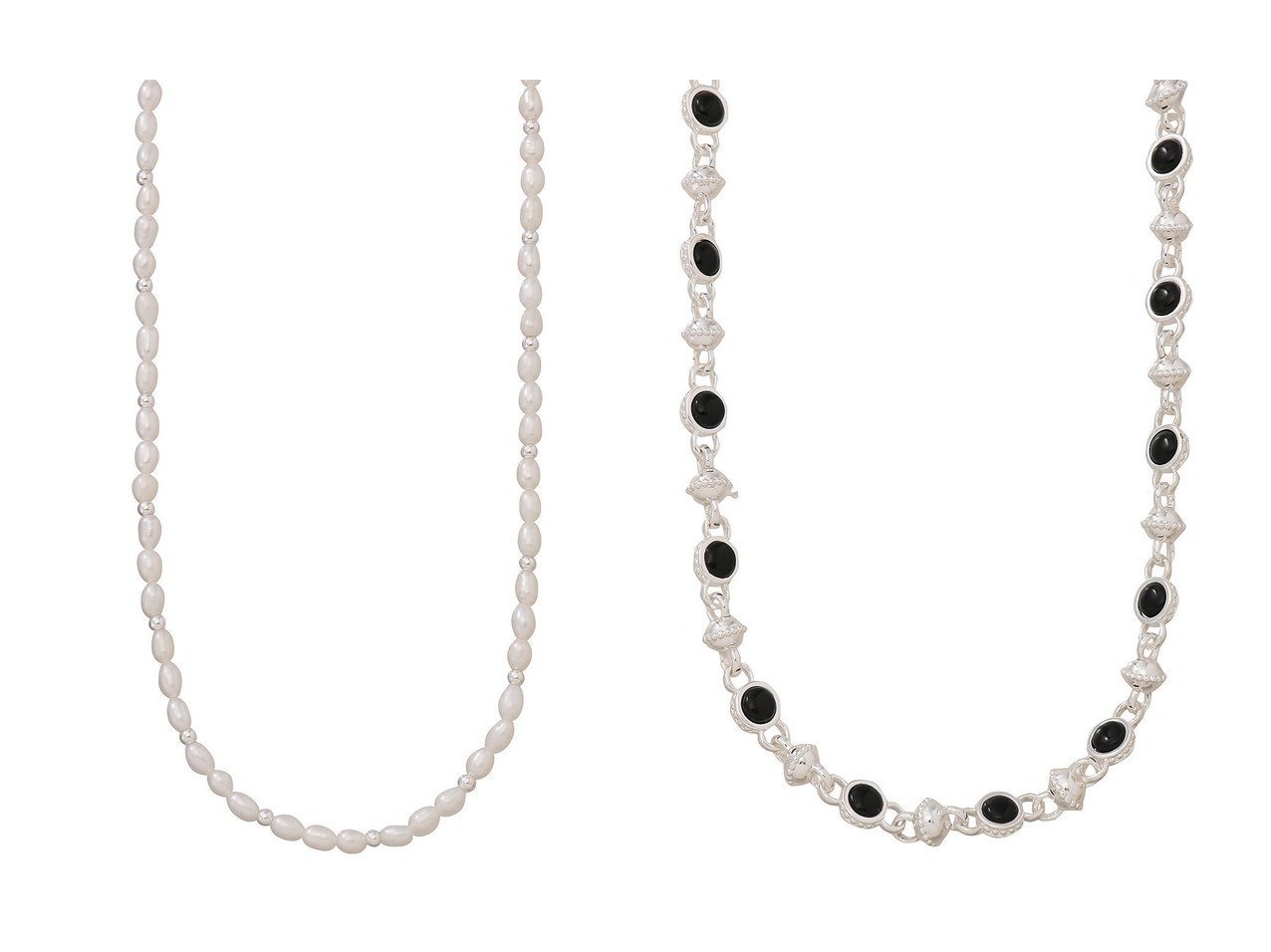 【DAISY LONDON/デイジー ロンドン】のPearl Beaded ネックレス&【Polly Sayer】Black Onyx Chain ネックレス シルバー 【アクセサリー、ジュエリー 人気ファッション通販 コーディネート通販】おすすめ！人気、トレンド、レディースファッションの通販  おすすめ人気トレンドファッション通販アイテム インテリア・キッズ・メンズ・レディースファッション・服の通販 founy(ファニー) 　ファッション　Fashion　レディースファッション　WOMEN　ジュエリー　Jewelry　ネックレス　Necklaces　コンビ　Combination　ネックレス　Necklace　NEW・新作・新着・新入荷　New Arrivals　ゴールド系　Gold　|ID:crp329100000204271