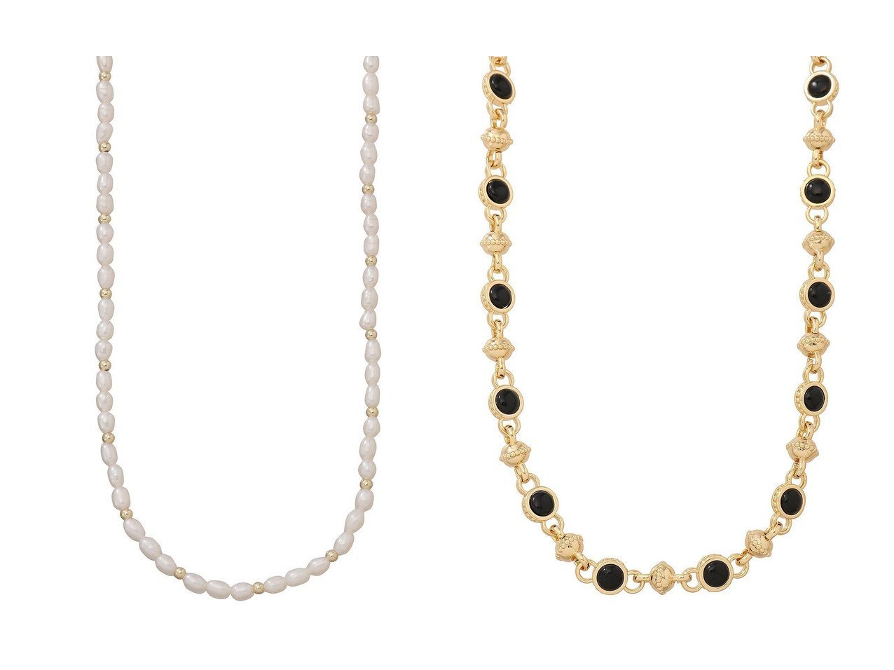 【DAISY LONDON/デイジー ロンドン】のPearl Beaded ネックレス&【Polly Sayer】Black Onyx Chain ネックレス ゴールド 【アクセサリー、ジュエリー 人気ファッション通販 コーディネート通販】おすすめ！人気、トレンド、レディースファッションの通販  おすすめ人気トレンドファッション通販アイテム インテリア・キッズ・メンズ・レディースファッション・服の通販 founy(ファニー) 　ファッション　Fashion　レディースファッション　WOMEN　ジュエリー　Jewelry　ネックレス　Necklaces　ジュエリー　Jewelry　ネックレス　Necklace　NEW・新作・新着・新入荷　New Arrivals　シルバー系　Silver　|ID:crp329100000204272