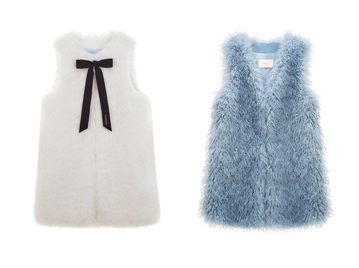 【Lemonplet/レモンプレット】のFAUX FUR KUN MG VEST&BLANCHE MEDIUM VEST 【 人気ファッション通販 コーディネート通販】おすすめ！人気、トレンド、レディースファッションの通販  おすすめ人気トレンドファッション通販アイテム 人気、トレンドファッション・服の通販 founy(ファニー) ファッション Fashion レディースファッション WOMEN アウター Coat Outerwear ジャケット Jackets ジャケット Jacket スタイリッシュ Stylish スリット Slit フェミニン Feminine フロント Front ベスト Vest ポケット Pocket リボン Ribbon ロング Long NEW・新作・新着・新入荷 New Arrivals |ID:crp329100000204313