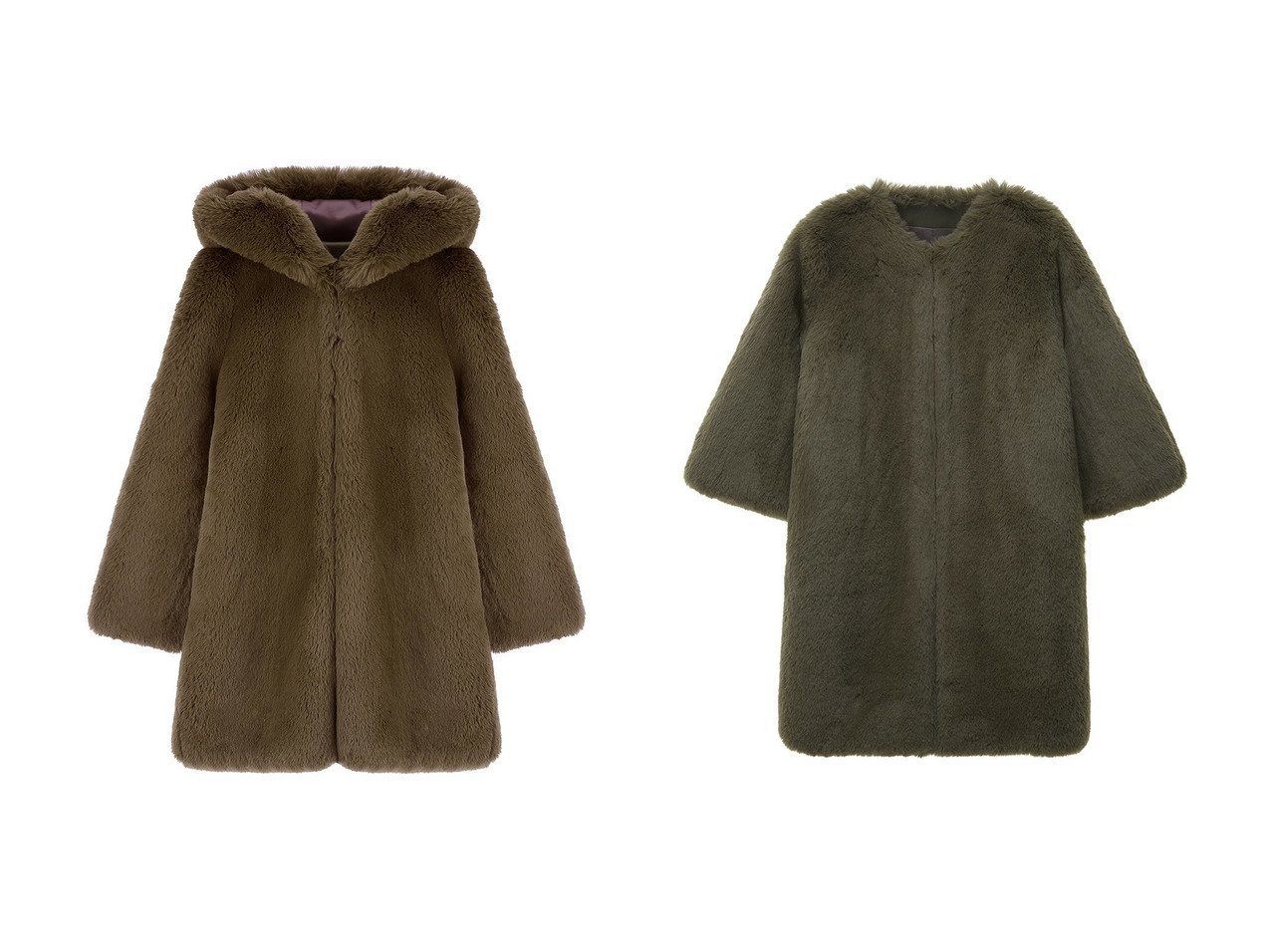 【Lemonplet/レモンプレット】のFAUX FUR CUPID COAT&FAUX FUR 7 KUN COAT 【 人気ファッション通販 コーディネート通販】おすすめ！人気、トレンド、レディースファッションの通販  おすすめ人気トレンドファッション通販アイテム インテリア・キッズ・メンズ・レディースファッション・服の通販 founy(ファニー) 　ファッション　Fashion　レディースファッション　WOMEN　アウター　Coat Outerwear　コート　Coats　スタイリッシュ　Stylish　ロング　Long　グリーン系　Green　|ID:crp329100000204318