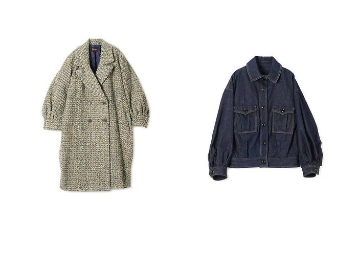 【Pale Jute/ペールジュート】のdenim blouson&Tweed Coat II 【コート、ジャケット 人気ファッション通販 コーディネート通販】おすすめ！人気、トレンド、レディースファッションの通販  おすすめ人気トレンドファッション通販アイテム 人気、トレンドファッション・服の通販 founy(ファニー) ファッション Fashion レディースファッション WOMEN アウター Coat Outerwear コート Coats ブルゾン Blouson/Jackets カフス Cuffs キルティング Quilting クラシック Classic ショート Short ダブル Double ツィード Tweed フォルム Form フロント Front ミックス Mix ロング Long 防寒 Cold Protection インディゴ Indigo デニム Denim ブルゾン Blouson 洗える Washable |ID:crp329100000204334