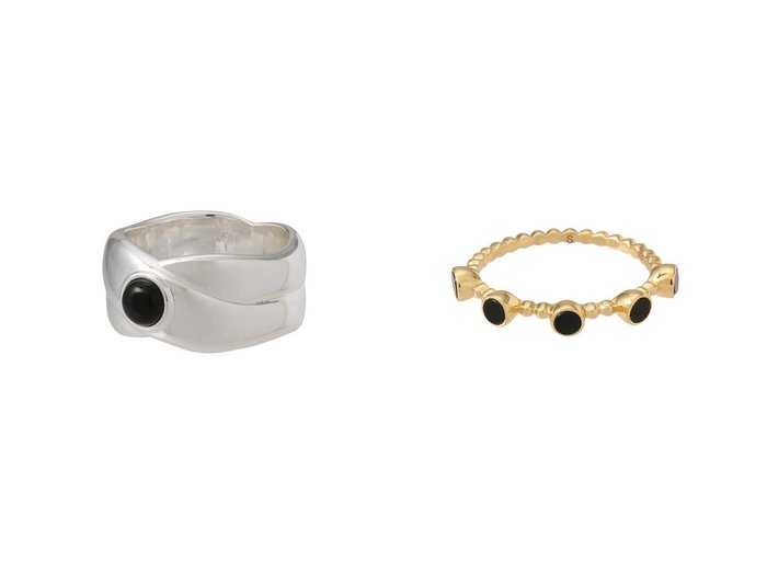 【DAISY LONDON/デイジー ロンドン】の【Polly Sayer】Black Onyx Bobble リング ゴールド&【Polly Sayer】Black Onyx Chunky Band リング シルバー 【アクセサリー、ジュエリー 人気ファッション通販 コーディネート通販】おすすめ！人気、トレンド、レディースファッションの通販  おすすめ人気トレンドファッション通販アイテム 人気、トレンドファッション・服の通販 founy(ファニー) ファッション Fashion レディースファッション WOMEN シルバー Silver ジュエリー Jewelry スタイリッシュ Stylish ストーン Stone フェミニン Feminine NEW・新作・新着・新入荷 New Arrivals |ID:crp329100000204363