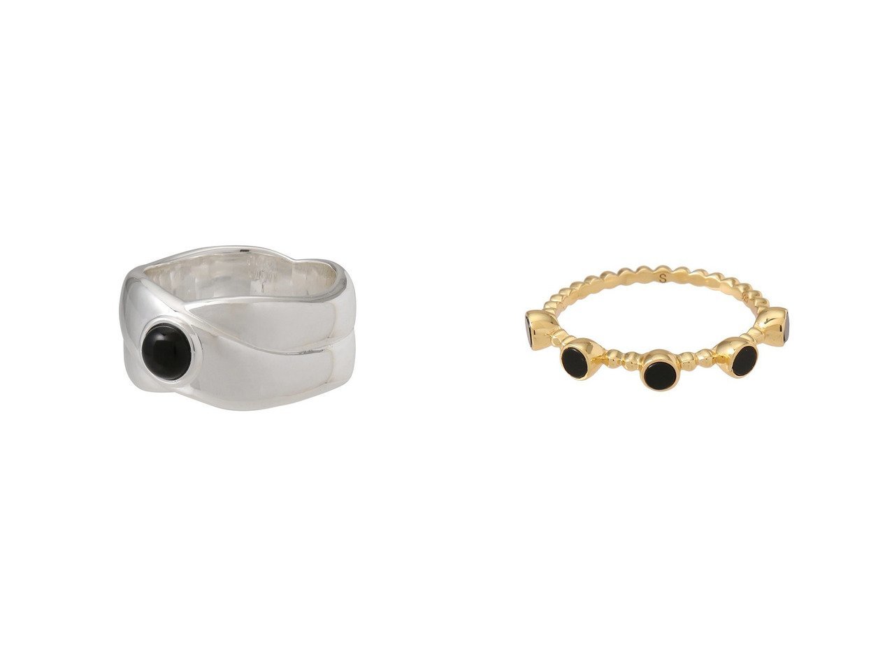 【DAISY LONDON/デイジー ロンドン】の【Polly Sayer】Black Onyx Bobble リング ゴールド&【Polly Sayer】Black Onyx Chunky Band リング シルバー 【アクセサリー、ジュエリー 人気ファッション通販 コーディネート通販】おすすめ！人気、トレンド、レディースファッションの通販  おすすめ人気トレンドファッション通販アイテム インテリア・キッズ・メンズ・レディースファッション・服の通販 founy(ファニー) 　ファッション　Fashion　レディースファッション　WOMEN　シルバー　Silver　ジュエリー　Jewelry　スタイリッシュ　Stylish　ストーン　Stone　フェミニン　Feminine　NEW・新作・新着・新入荷　New Arrivals　ゴールド系　Gold　シルバー系　Silver　|ID:crp329100000204363