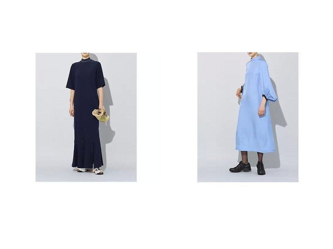 【TOGA PULLA/トーガ プルラ】のAcetate twill pleats dress&【TOGA TOO/トーガ トゥ】のCode pique jersey dress 【ワンピース、ドレス 人気ファッション通販 コーディネート通販】おすすめ！人気、トレンド、レディースファッションの通販  おすすめ人気トレンドファッション通販アイテム インテリア・キッズ・メンズ・レディースファッション・服の通販 founy(ファニー) 　ファッション　Fashion　レディースファッション　WOMEN　ワンピース　Dress　ドレス　Party Dresses　2025年　2025　シンプル　Simple　ツイル　Twill　ドレス　Dress　プリーツ　Pleats　ロング　Long　春　Spring　おすすめ　Recommend　ジャージー　Jersey　マキシ　Maxi　定番　Standard　旅行　Travel　ブルー系　Blue　|ID:crp329100000204856