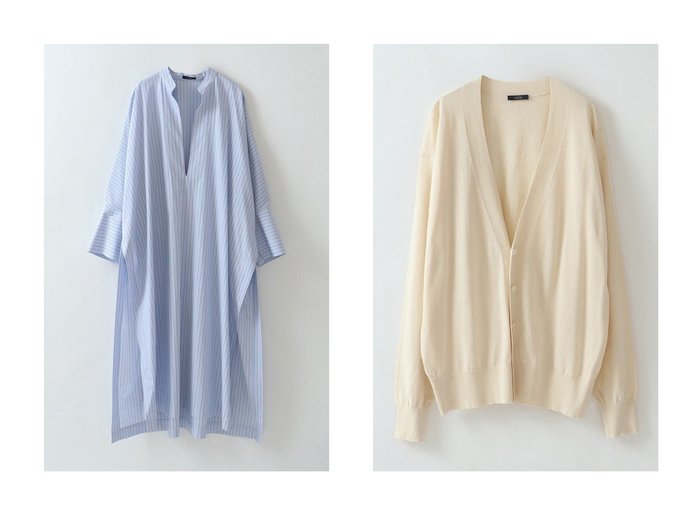 【HER./ハー】の【YLEVE】別注LONG KAFTAN SH シャツ&【YLEVE】別注WASHI COTTON CD カーディガン 【トップス、カットソー 人気ファッション通販 コーディネート通販】おすすめ！人気、トレンド、レディースファッションの通販  おすすめ人気トレンドファッション通販アイテム 人気、トレンドファッション・服の通販 founy(ファニー) 　ファッション　Fashion　レディースファッション　WOMEN　トップス・カットソー　Tops/Tshirt　シャツ/ブラウス　Shirts/Blouses　カーディガン　Cardigans　ロング / Tシャツ　T-Shirts　カットソー　Cut and Sewn　スペシャル　Special　スリット　Slit　スリーブ　Sleeve　ロング　Long　ロールアップ　Roll Up　別注　Special Order　NEW・新作・新着・新入荷　New Arrivals　|ID:crp329100000205022