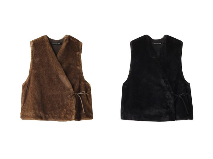 【mizuiro ind/ミズイロ インド】のimitation fur short vest ベスト 【ECで売れてるランキング上位の人気ファッション通販 コーディネート通販 / Popular clothes】おすすめ！トレンド、レディースファッションの通販   おすすめ人気トレンドファッション通販アイテム 人気、トレンドファッション・服の通販 founy(ファニー) ファッション Fashion レディースファッション WOMEN アウター Coat Outerwear ジャケット Jackets シンプル Simple ジャケット Jacket パーティ Party フェイクファー Faux Fur ベスト Vest リボン Ribbon |ID:crp329100000205580