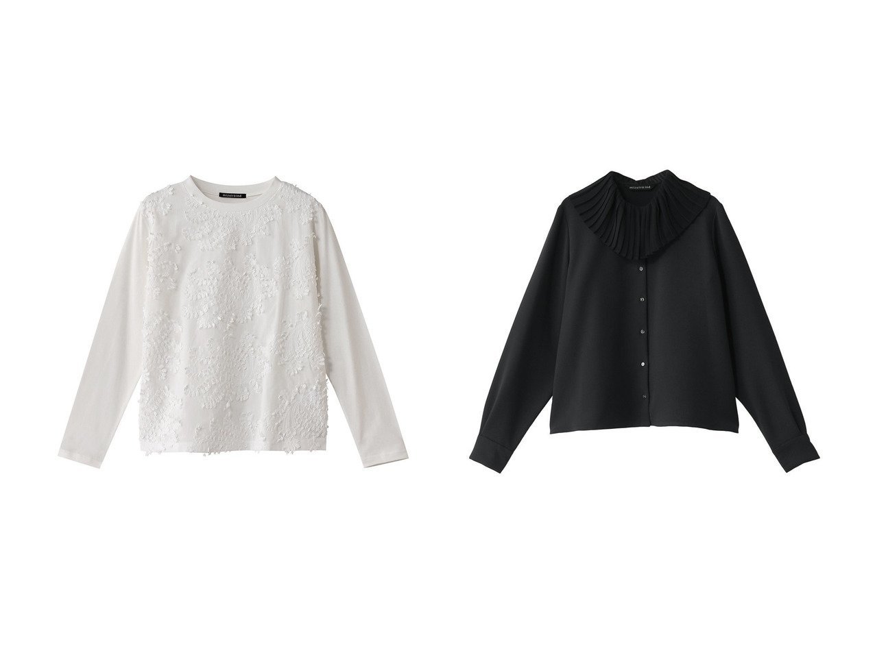 【mizuiro ind/ミズイロ インド】のO プルオーバー&pleats collar shirt シャツ 【ECで売れてるランキング上位の人気ファッション通販 コーディネート通販 / Popular clothes】おすすめ！トレンド、レディースファッションの通販   おすすめ人気トレンドファッション通販アイテム インテリア・キッズ・メンズ・レディースファッション・服の通販 founy(ファニー) 　ファッション　Fashion　レディースファッション　WOMEN　トップス・カットソー　Tops/Tshirt　シャツ/ブラウス　Shirts/Blouses　プルオーバー　Pullover　エレガント 上品　Elegant　スリーブ　Sleeve　フロント　Front　レース　Race　ロング　Long　ホワイト系　White　ブラック系　Black　|ID:crp329100000205581