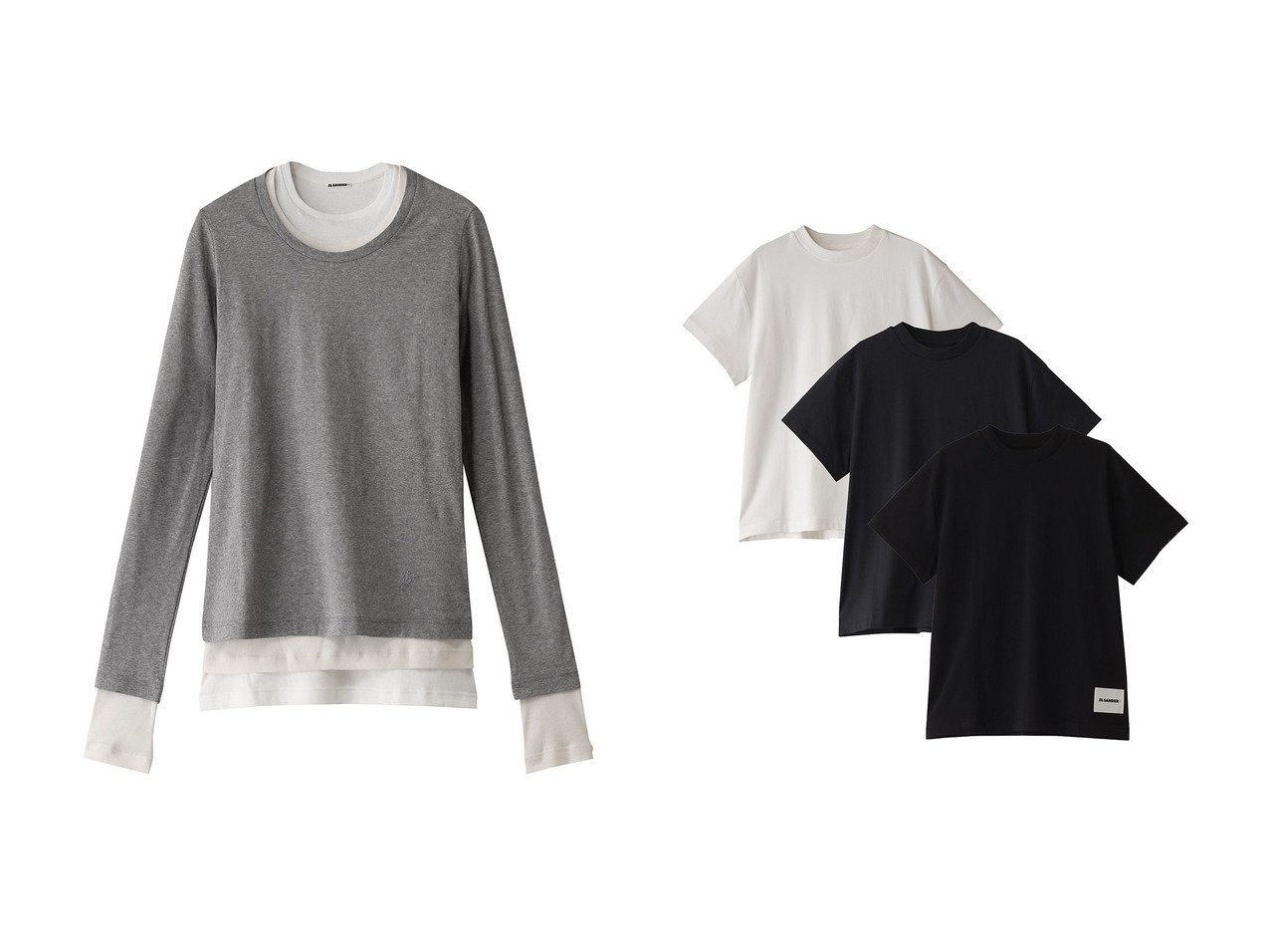 【JIL SANDER/ジル サンダー】の【JIL SANDER+】3パックTシャツ/ショートスリーブセット&【JIL SANDER+】KIT レイヤード ロングスリーブTシャツ 【トップス、カットソー 人気ファッション通販 コーディネート通販】おすすめ！人気、トレンド、レディースファッションの通販  おすすめ人気トレンドファッション通販アイテム インテリア・キッズ・メンズ・レディースファッション・服の通販 founy(ファニー) 　ファッション　Fashion　レディースファッション　WOMEN　トップス・カットソー　Tops/Tshirt　シャツ/ブラウス　Shirts/Blouses　ロング / Tシャツ　T-Shirts　カットソー　Cut and Sewn　2025年　2025　A/W・秋冬　Aw・Autumn/Winter・Fw・Fall-Winter　S/S・春夏　Ss・Spring/Summer　コンパクト　Compact　ショート　Short　シンプル　Simple　スリーブ　Sleeve　フィット　Fit　ボトム　Bottom　ロング　Long　夏　Summer　春　Spring　ホワイト系　White　ブラック系　Black　ブルー系　Blue　|ID:crp329100000205819