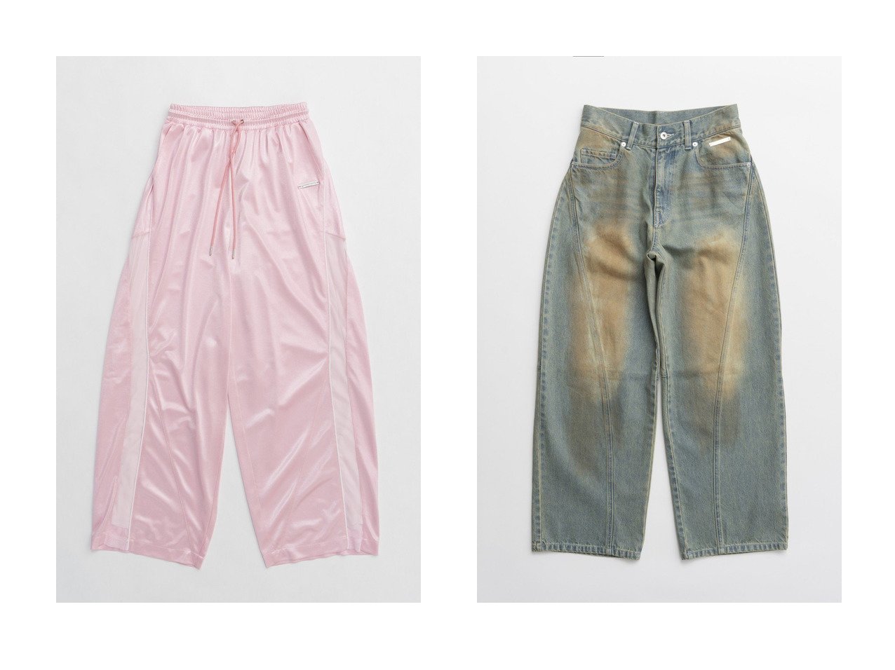 【PRANK PROJECT/プランク プロジェクト】のグロッシーボリュームジャージパンツ Glossy Volume Jersey Pants&カーブラインデニム Curve Line Denim 【 人気ファッション通販 コーディネート通販】おすすめ！人気、トレンド、レディースファッションの通販  おすすめ人気トレンドファッション通販アイテム インテリア・キッズ・メンズ・レディースファッション・服の通販 founy(ファニー) 　ファッション　Fashion　レディースファッション　WOMEN　パンツ　Pants　デニムパンツ　Denim Pants　シアー　Sheer　ジャージ　Jersey　トリミング　Trimming　パイピング　Piping　NEW・新作・新着・新入荷　New Arrivals　グレー系　Gray　ブルー系　Blue　レッド系　Red　|ID:crp329100000205886