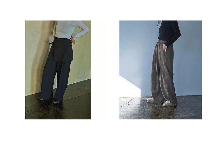 【marjour/マージュール】のLAYERED WIDE TUCK PANTS&COTTON NYLON PANTS 【パンツ 人気ファッション通販 コーディネート通販】おすすめ！人気、トレンド、レディースファッションの通販  おすすめ人気トレンドファッション通販アイテム インテリア・キッズ・メンズ・レディースファッション・服の通販 founy(ファニー) https://founy.com/ ファッション Fashion レディースファッション WOMEN パンツ Pants ストレッチ Stretch スーツ Suit フロント Front マニッシュ Mannish ラップ Wrap ワイド Wide 夏 Summer |ID:crp329100000205965