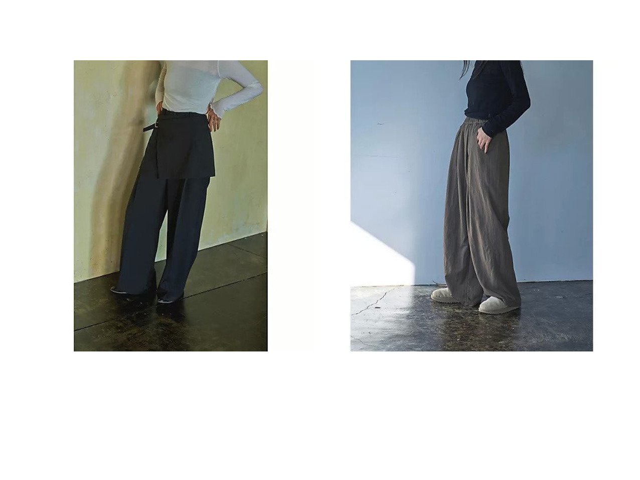 【marjour/マージュール】のLAYERED WIDE TUCK PANTS&COTTON NYLON PANTS 【パンツ 人気ファッション通販 コーディネート通販】おすすめ！人気、トレンド、レディースファッションの通販  おすすめ人気トレンドファッション通販アイテム インテリア・キッズ・メンズ・レディースファッション・服の通販 founy(ファニー) 　ファッション　Fashion　レディースファッション　WOMEN　パンツ　Pants　ストレッチ　Stretch　スーツ　Suit　フロント　Front　マニッシュ　Mannish　ラップ　Wrap　ワイド　Wide　夏　Summer　ブラック系　Black　|ID:crp329100000205965