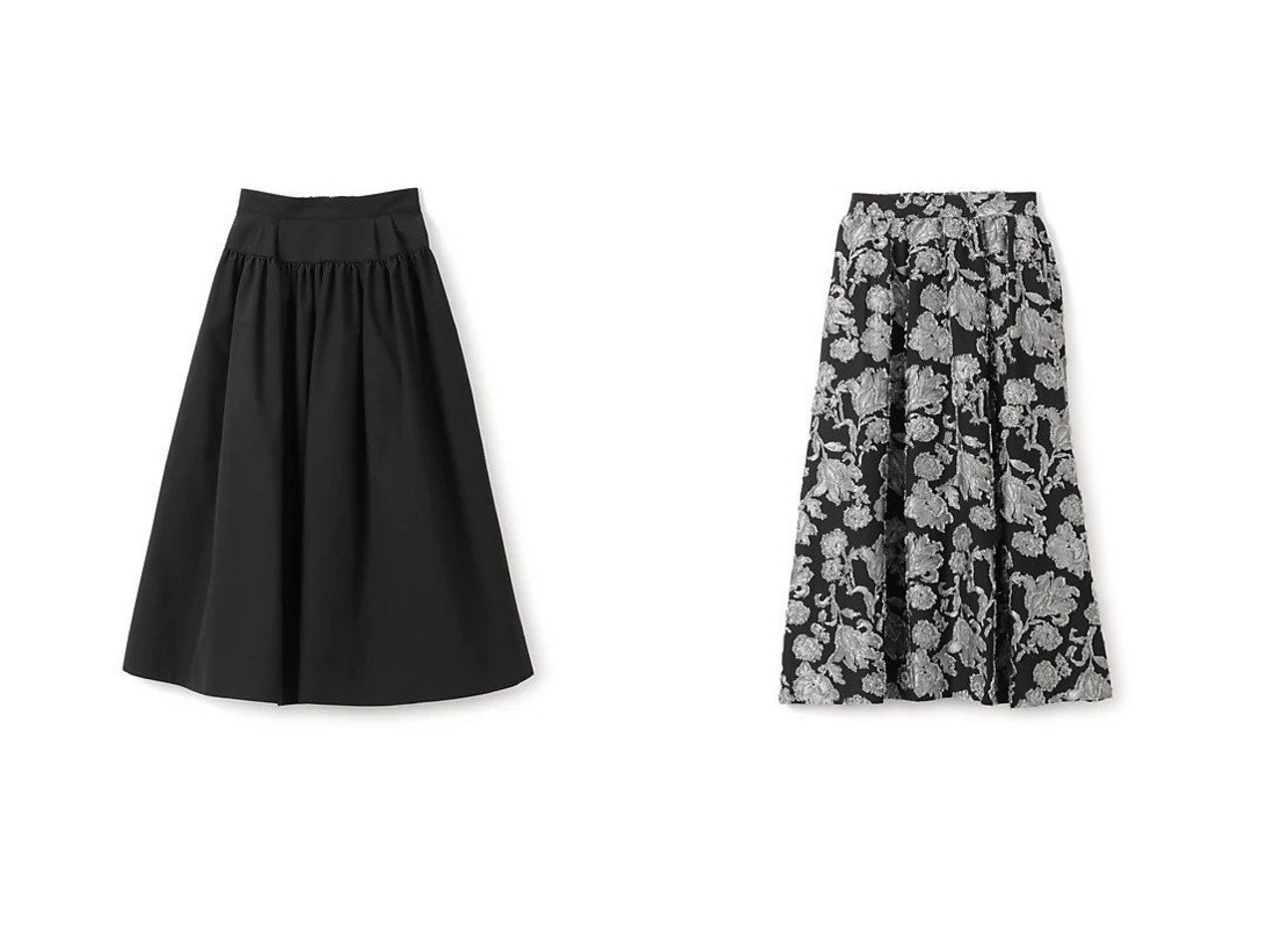 【Pale Jute/ペールジュート】のBlack skirt II&Flower jacquard skirt 【スカート 人気ファッション通販 コーディネート通販】おすすめ！人気、トレンド、レディースファッションの通販  おすすめ人気トレンドファッション通販アイテム インテリア・キッズ・メンズ・レディースファッション・服の通販 founy(ファニー) 　ファッション　Fashion　レディースファッション　WOMEN　スカート　Skirt　A/W・秋冬　Aw・Autumn/Winter・Fw・Fall-Winter　S/S・春夏　Ss・Spring/Summer　カットソー　Cut And Sew　ギャザー　Gather　クラシック　Classic　タフタ　Taffeta　フォルム　Form　夏　Summer　春　Spring　カットジャガード　Cut Jacquard　シルバー　Silver　無地　Plain Color　ブラック系　Black　|ID:crp329100000206094