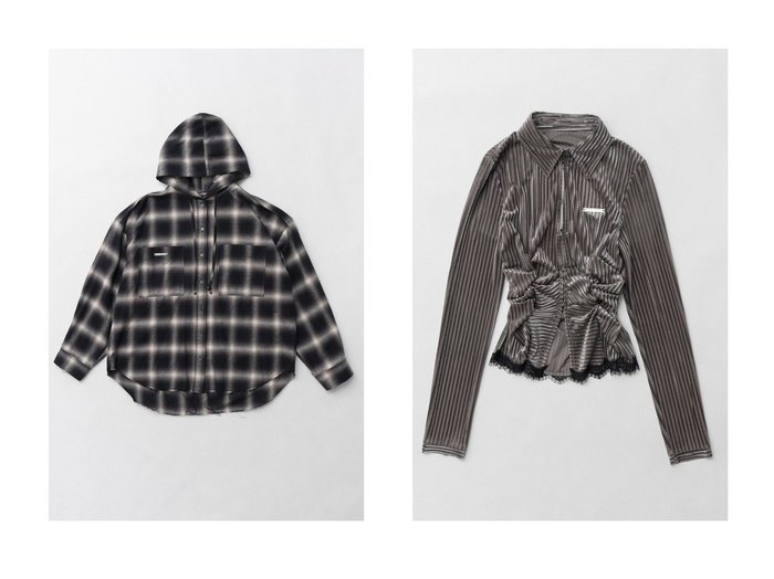 【PRANK PROJECT/プランク プロジェクト】のフーデッドチェックシャツ Hooded Check Shirt&シアーベルベットシャツ Sheer Velvet Shirt 【  人気ファッション通販 コーディネート通販】おすすめ！人気、トレンド、レディースファッションの通販  おすすめ人気トレンドファッション通販アイテム 人気、トレンドファッション・服の通販 founy(ファニー) ファッション Fashion レディースファッション WOMEN トップス・カットソー Tops/Tshirt シャツ/ブラウス Shirts/Blouses ロング / Tシャツ T-Shirts 2025年 2025 A/W・秋冬 Aw・Autumn/Winter・Fw・Fall-Winter S/S・春夏 Ss・Spring/Summer おすすめ Recommend とろみ Thickness インナー Inner ジャケット Jacket スリーブ Sleeve ダメージ Damage チェック Check ロング Long 人気 Popularity 今季 This Season 夏 Summer 春 Spring カッティング Cutting キャミソール Camisole コンパクト Compact シアー Sheer ストライプ Stripe ストレッチ Stretch ベルベット Velvet |ID:crp329100000206152