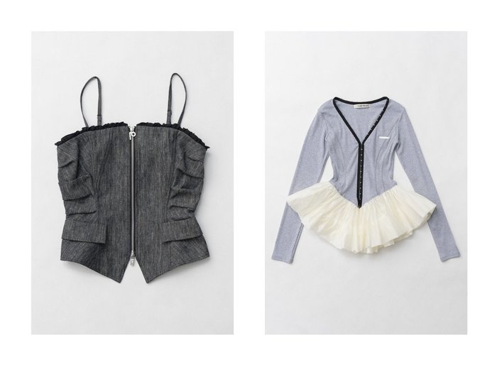 【PRANK PROJECT/プランク プロジェクト】のラッフルレイヤードビスチェ Ruffled Layered Bustier&バルーンヘムチュニック Balloon Hem Tunic 【  人気ファッション通販 コーディネート通販】おすすめ！人気、トレンド、レディースファッションの通販  おすすめ人気トレンドファッション通販アイテム 人気、トレンドファッション・服の通販 founy(ファニー) 　ファッション　Fashion　レディースファッション　WOMEN　トップス・カットソー　Tops/Tshirt　キャミソール / ノースリーブ　No Sleeves　シャツ/ブラウス　Shirts/Blouses　ビスチェ　Bustier　ワンピース　Dress　チュニック　Tunic　春　Spring　クラシカル　Classical　ジップ　Zip　ジャケット　Jacket　ストライプ　Stripe　タフタ　Taffeta　トレンド　Trend　ノースリーブ　No Sleeve　ビスチェ　Bustier　フィット　Fit　フロント　Front　ヘリンボーン　Herringbone　ラッフル　Raffle　ラップ　Wrap　ランダム　Random　A/W・秋冬　Aw・Autumn/Winter・Fw・Fall-Winter　S/S・春夏　Ss・Spring/Summer　夏　Summer　エレガント 上品　Elegant　2025年　2025　おすすめ　Recommend　シアー　Sheer　|ID:crp329100000206153