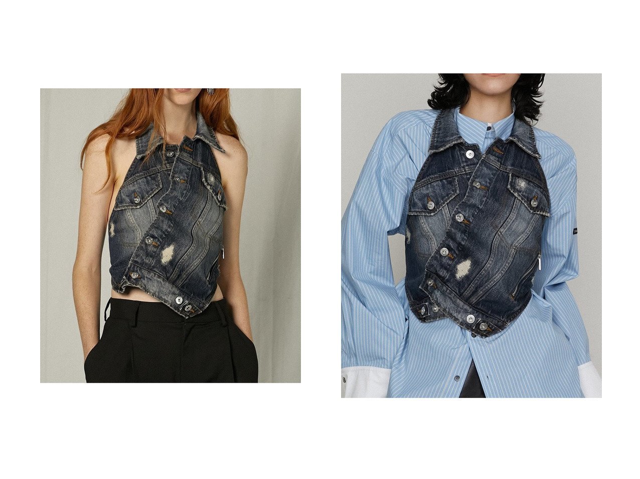 【PRANK PROJECT/プランク プロジェクト】のアシメラップデニムベスト Asymmetric Wrap Denim Vest 【  人気ファッション通販 コーディネート通販】おすすめ！人気、トレンド、レディースファッションの通販  おすすめ人気トレンドファッション通販アイテム インテリア・キッズ・メンズ・レディースファッション・服の通販 founy(ファニー) 　ファッション　Fashion　レディースファッション　WOMEN　アウター　Coat Outerwear　ジャケット　Jackets　2025年　2025　A/W・秋冬　Aw・Autumn/Winter・Fw・Fall-Winter　S/S・春夏　Ss・Spring/Summer　おすすめ　Recommend　ジャケット　Jacket　ダメージ　Damage　デニム　Denim　ベスト　Vest　夏　Summer　春　Spring　ブラック系　Black　ブルー系　Blue　|ID:crp329100000206159