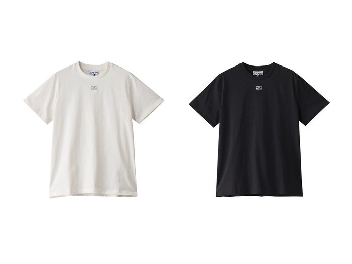 【GANNI/ガニー】のBasic Jersey ラインストーン リラックスTシャツ 【トップス、カットソー  人気ファッション通販 コーディネート通販】おすすめ！人気、トレンド、レディースファッションの通販  おすすめ人気トレンドファッション通販アイテム 人気、トレンドファッション・服の通販 founy(ファニー) ファッション Fashion レディースファッション WOMEN トップス・カットソー Tops/Tshirt シャツ/ブラウス Shirts/Blouses ロング / Tシャツ T-Shirts カットソー Cut and Sewn 2025年 2025 A/W・秋冬 Aw・Autumn/Winter・Fw・Fall-Winter S/S・春夏 Ss・Spring/Summer ショート Short シンプル Simple ストーン Stone スリーブ Sleeve フロント Front ベーシック Basic ボトム Bottom リラックス Relax エレガント 上品 Elegant 夏 Summer 春 Spring |ID:crp329100000206386