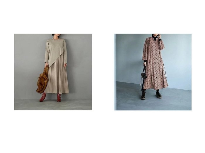 【STYLE DELI/スタイルデリ】のななめニットレイヤードワンピース&【LUXE】フロッキードットギャザーワンピース 【ワンピース、ドレス 人気ファッション通販 コーディネート通販】おすすめ！人気、トレンド、レディースファッションの通販  おすすめ人気トレンドファッション通販アイテム 人気、トレンドファッション・服の通販 founy(ファニー) ファッション Fashion レディースファッション WOMEN ワンピース Dress アクセサリー Accessories インナー Inner シンプル Simple ジャケット Jacket スカーフ Scarf スニーカー Sneakers ドレープ Drape なめらか Smooth ハイネック High Neck ハンカチ Handkerchief バランス Balance フォルム Form フラット Flat プリーツ Pleats ベスト Vest ポケット Pocket ミックス Mix 冬 Winter カーディガン Cardigan ギャザー Gather シアー Sheer シフォン Chiffon ショルダー Shoulder スリット Slit スリーブ Sleeve ドット Dot ドロップ Drop |ID:crp329100000206451