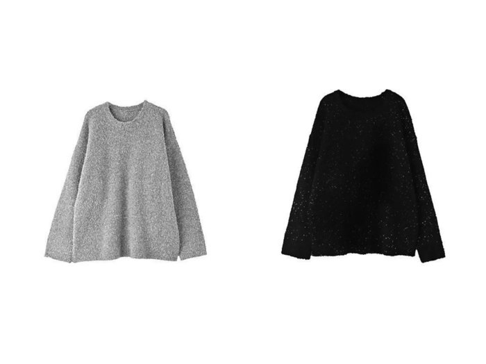 【STYLE DELI/スタイルデリ】の【BLK001】ポッピングカラーオーバーニット&【BLK001】スパンコール付きオーバーニット 【トップス、カットソー 人気ファッション通販 コーディネート通販】おすすめ！人気、トレンド、レディースファッションの通販  おすすめ人気トレンドファッション通販アイテム 人気、トレンドファッション・服の通販 founy(ファニー) ファッション Fashion レディースファッション WOMEN トップス・カットソー Tops/Tshirt ニット Knit Tops シンプル Simple スリット Slit フォルム Form ミックス Mix ラウンド Round リラックス Relax 冬 Winter おすすめ Recommend 旅行 Travel スパンコール Sequins 定番 Standard エレガント 上品 Elegant |ID:crp329100000206461