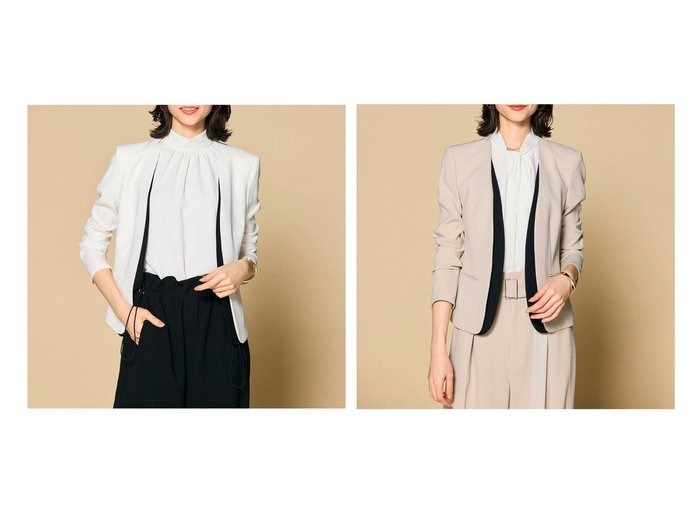 【BEIGE,/ベイジ,】のダブルカラージャケット 【ECで売れてるランキング上位の人気ファッション通販 コーディネート通販 / Popular clothes】おすすめ！トレンド、レディースファッションの通販   おすすめ人気トレンドファッション通販アイテム 人気、トレンドファッション・服の通販 founy(ファニー) ファッション Fashion レディースファッション WOMEN アウター Coat Outerwear ジャケット Jackets ノーカラージャケット No Collar Leather Jackets インナー Inner ウォッシャブル Washable オケージョン Occasion カーディガン Cardigan サテン Satin ジャケット Jacket ストレッチ Stretch スーツ Suit ダブル Double デニム Denim ボトム Bottom A/W・秋冬 Aw・Autumn/Winter・Fw・Fall-Winter 再入荷 Restock/Back In Stock/Re Arrival S/S・春夏 Ss・Spring/Summer おすすめ Recommend 夏 Summer エレガント 上品 Elegant ビジネス 仕事 通勤 Business |ID:crp329100000206683