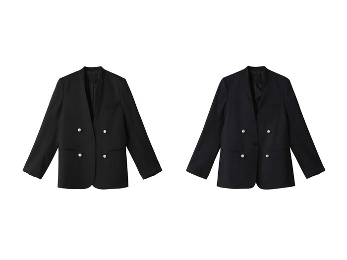 【CINOH/チノ】のBLACK FORMAL ノーカラージャケット 【ECで売れてるランキング上位の人気ファッション通販 コーディネート通販 / Popular clothes】おすすめ！トレンド、レディースファッションの通販  おすすめ人気トレンドファッション通販アイテム 人気、トレンドファッション・服の通販 founy(ファニー) ファッション Fashion レディースファッション WOMEN アウター Coat Outerwear ジャケット Jackets ノーカラージャケット No Collar Leather Jackets エレガント 上品 Elegant オケージョン Occasion シンプル Simple ジャケット Jacket パール Pearl フロント Front マニッシュ Mannish 定番 Standard |ID:crp329100000206997