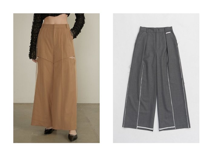 【PRANK PROJECT/プランク プロジェクト】のチュールレイヤードスラックス Tulle Layered Slacks&カットアウトパンツ Cut-out Pants 【 人気ファッション通販 コーディネート通販】おすすめ！人気、トレンド、レディースファッションの通販 おすすめ人気トレンドファッション通販アイテム インテリア・キッズ・メンズ・レディースファッション・服の通販 founy(ファニー) https://founy.com/ ファッション Fashion レディースファッション WOMEN パンツ Pants 2025年 2025 2025春夏・S/S Ss,Spring/Summer,2025 A/W・秋冬 Aw・Autumn/Winter・Fw・Fall-Winter S/S・春夏 Ss・Spring/Summer おすすめ Recommend ギャザー Gather ジャケット Jacket スラックス Slacks セットアップ Set Up チュール Tulle フレア Flare ボトム Bottom ポケット Pocket マニッシュ Mannish 夏 Summer 春 Spring |ID:crp329100000207096