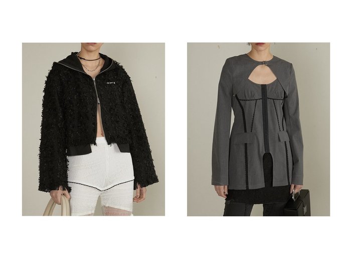 【PRANK PROJECT/プランク プロジェクト】のツイードフーディ Tweed Hoodie&ランジェリーボレロジャケット Lingerie Bolero Jacket 【 人気ファッション通販 コーディネート通販】おすすめ！人気、トレンド、レディースファッションの通販 おすすめ人気トレンドファッション通販アイテム 人気、トレンドファッション・服の通販 founy(ファニー) ファッション Fashion レディースファッション WOMEN アウター Coat Outerwear ジャケット Jackets ブルゾン Blouson/Jackets ボレロ Bolero jackets 2025年 2025 2025春夏・S/S Ss,Spring/Summer,2025 A/W・秋冬 Aw・Autumn/Winter・Fw・Fall-Winter S/S・春夏 Ss・Spring/Summer おすすめ Recommend ジャケット Jacket ツィード Tweed デニム Denim フリンジ Fringe ブルゾン Blouson ボトム Bottom 夏 Summer 春 Spring |ID:crp329100000207107