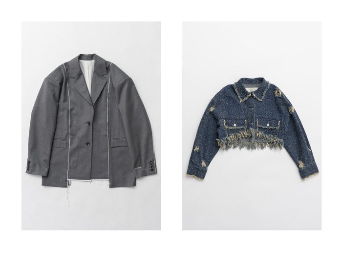 【PRANK PROJECT/プランク プロジェクト】のカットアウトジャケット Cut-out Jacket&ツイーディーデニムブルゾン Tweedy Denim Blouson 【 人気ファッション通販 コーディネート通販】おすすめ！人気、トレンド、レディースファッションの通販 おすすめ人気トレンドファッション通販アイテム 人気、トレンドファッション・服の通販 founy(ファニー) ファッション Fashion レディースファッション WOMEN アウター Coat Outerwear ジャケット Jackets ブルゾン Blouson/Jackets 2025年 2025 2025春夏・S/S Ss,Spring/Summer,2025 A/W・秋冬 Aw・Autumn/Winter・Fw・Fall-Winter S/S・春夏 Ss・Spring/Summer ジャケット Jacket セットアップ Set Up ドレス Dress フェミニン Feminine マニッシュ Mannish 夏 Summer 春 Spring 羽織 Haori おすすめ Recommend ツイード Tweed デニム Denim ハンド Hand バランス Balance フリンジ Fringe ブルゾン Blouson マキシ Maxi 秋 Autumn/Fall 軽量 Lightweight |ID:crp329100000207109