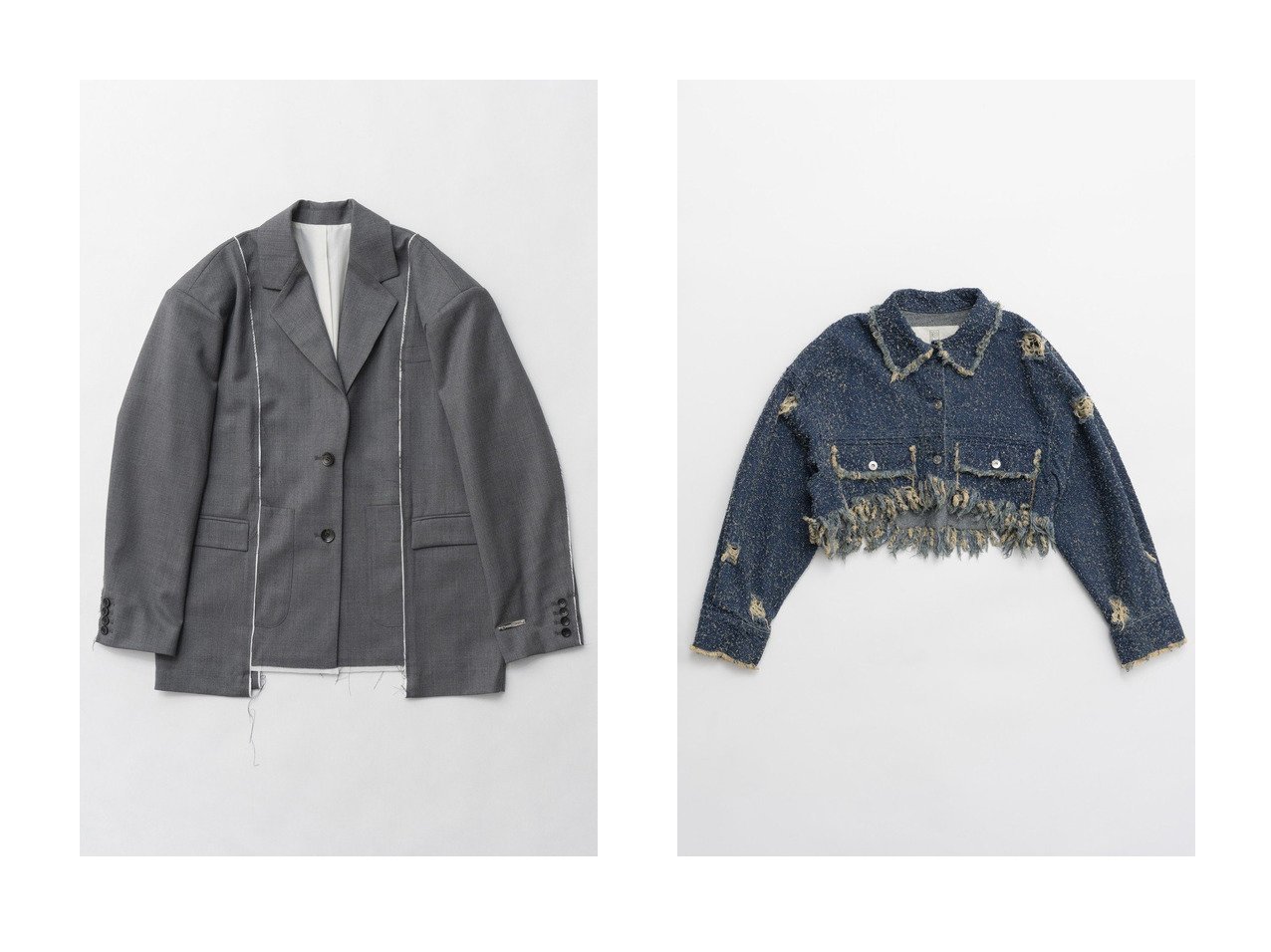 【PRANK PROJECT/プランク プロジェクト】のカットアウトジャケット Cut-out Jacket&ツイーディーデニムブルゾン Tweedy Denim Blouson 【 人気ファッション通販 コーディネート通販】おすすめ！人気、トレンド、レディースファッションの通販 おすすめ人気トレンドファッション通販アイテム インテリア・キッズ・メンズ・レディースファッション・服の通販 founy(ファニー) 　ファッション　Fashion　レディースファッション　WOMEN　アウター　Coat Outerwear　ジャケット　Jackets　ブルゾン　Blouson/Jackets　2025年　2025　2025春夏・S/S　Ss,Spring/Summer,2025　A/W・秋冬　Aw・Autumn/Winter・Fw・Fall-Winter　S/S・春夏　Ss・Spring/Summer　ジャケット　Jacket　セットアップ　Set Up　ドレス　Dress　フェミニン　Feminine　マニッシュ　Mannish　夏　Summer　春　Spring　羽織　Haori　おすすめ　Recommend　ツイード　Tweed　デニム　Denim　ハンド　Hand　バランス　Balance　フリンジ　Fringe　ブルゾン　Blouson　マキシ　Maxi　秋　Autumn/Fall　軽量　Lightweight　ブラック系　Black　グレー系　Gray　ブルー系　Blue　|ID:crp329100000207109