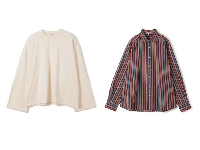 【Baserange/ベースレンジ】のHARBOUR LONG SLEEVE TEE&CLAUDE SHIRT 【トップス、カットソー 人気ファッション通販 コーディネート通販】おすすめ！人気、トレンド、レディースファッションの通販  おすすめ人気トレンドファッション通販アイテム 人気、トレンドファッション・服の通販 founy(ファニー) ファッション Fashion レディースファッション WOMEN トップス・カットソー Tops/Tshirt シャツ/ブラウス Shirts/Blouses 2025年 2025 2025春夏・S/S Ss,Spring/Summer,2025 スリット Slit ロング Long 洗える Washable |ID:crp329100000207355