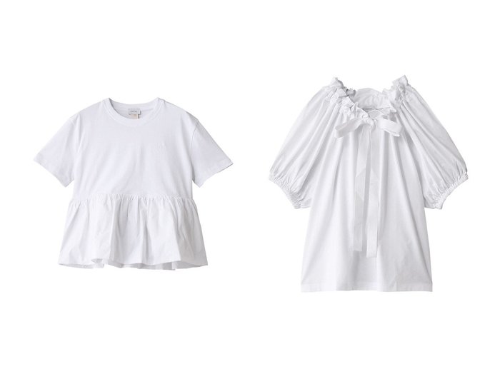 【PATOU/パトゥ】のボリュームペプラムTシャツ&ボリュームジャージーブラウス 【トップス、カットソー 人気ファッション通販 コーディネート通販】おすすめ！人気、トレンド、レディースファッションの通販  おすすめ人気トレンドファッション通販アイテム 人気、トレンドファッション・服の通販 founy(ファニー) ファッション Fashion レディースファッション WOMEN トップス・カットソー Tops/Tshirt シャツ/ブラウス Shirts/Blouses ロング / Tシャツ T-Shirts カットソー Cut and Sewn 2025年 2025 2025春夏・S/S Ss,Spring/Summer,2025 ショート Short スリーブ Sleeve ペプラム Peplum 夏 Summer 春 Spring S/S・春夏 Ss・Spring/Summer |ID:crp329100000207424