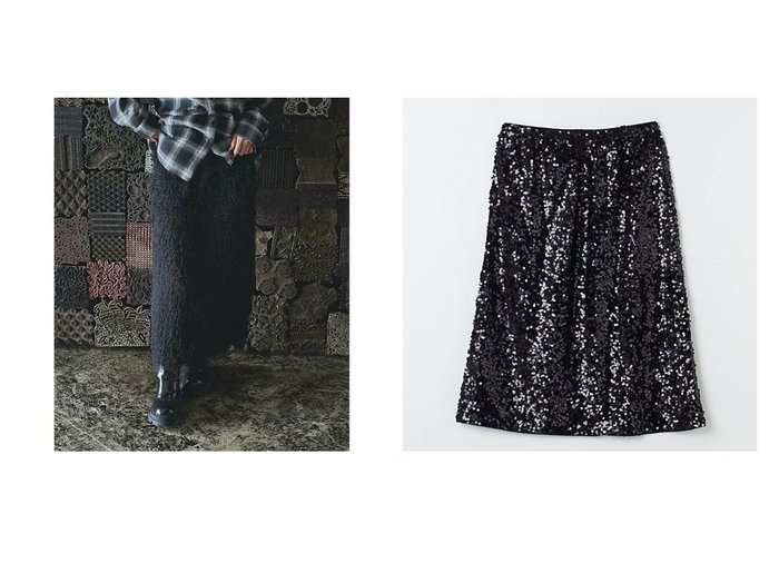 【BAUM UND PFERDGARTEN/バウムウンドヘルガーデン】のスパンコールスカート&【marjour/マージュール】のSHAGGY SKIRT 【スカート 人気ファッション通販 コーディネート通販】おすすめ！人気、トレンド、レディースファッションの通販  おすすめ人気トレンドファッション通販アイテム 人気、トレンドファッション・服の通販 founy(ファニー) ファッション Fashion レディースファッション WOMEN スカート Skirt スウェット Sweat ストレッチ Stretch スリット Slit タイツ Tights トレンド Trend プリント Print レギンス Leggings コレクション Collection スパンコール Sequins ホリデーシーズン Holiday |ID:crp329100000207518