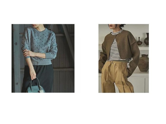 【marjour/マージュール】のLAYERED RIB KNIT TOPS&JACQUARD DOT KNIT CARDIGAN 【トップス、カットソー 人気ファッション通販 コーディネート通販】おすすめ！人気、トレンド、レディースファッションの通販  おすすめ人気トレンドファッション通販アイテム 人気、トレンドファッション・服の通販 founy(ファニー) ファッション Fashion レディースファッション WOMEN トップス・カットソー Tops/Tshirt ニット Knit Tops カーディガン Cardigans おすすめ Recommend カーディガン Cardigan シンプル Simple ストレッチ Stretch スラックス Slacks タンク Tank トレンド Trend ドット Dot パターン Pattern フレア Flare ボトム Bottom ワイド Wide 今季 This Season 定番 Standard 春 Spring インナー Inner バランス Balance リブニット Rib Knit |ID:crp329100000207532