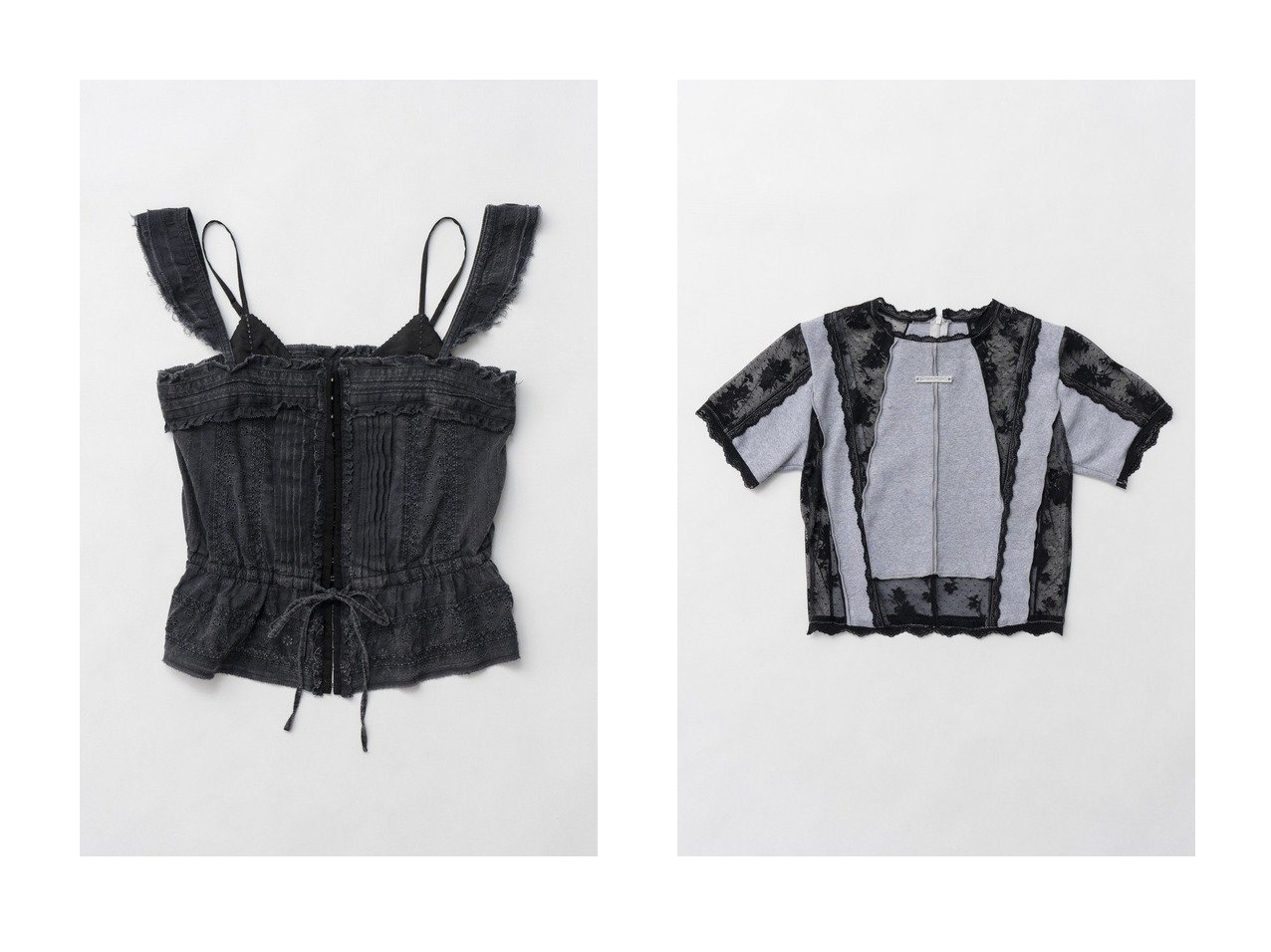 【PRANK PROJECT/プランク プロジェクト】のレース&リブトップ Lace & Rib Top&ピグメントコットンレースビスチェ Cotton Lace Pigment Bustier 【 人気ファッション通販 コーディネート通販】おすすめ！人気、トレンド、レディースファッションの通販  おすすめ人気トレンドファッション通販アイテム インテリア・キッズ・メンズ・レディースファッション・服の通販 founy(ファニー) 　ファッション　Fashion　レディースファッション　WOMEN　トップス・カットソー　Tops/Tshirt　シャツ/ブラウス　Shirts/Blouses　ロング / Tシャツ　T-Shirts　カットソー　Cut and Sewn　キャミソール / ノースリーブ　No Sleeves　ビスチェ　Bustier　2025年　2025　2025春夏・S/S　Ss,Spring/Summer,2025　インナー　Inner　コンパクト　Compact　ショート　Short　ストレッチ　Stretch　スリーブ　Sleeve　トリミング　Trimming　ドッキング　Docking　レース　Race　切替　Switching　夏　Summer　春　Spring　S/S・春夏　Ss・Spring/Summer　ブラック系　Black　ホワイト系　White　|ID:crp329100000207853