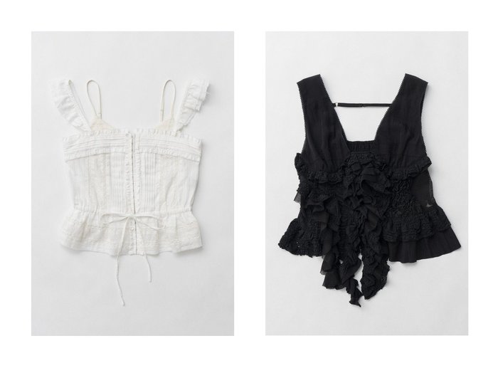 【PRANK PROJECT/プランク プロジェクト】のコットンレースビスチェ Cotton Lace Bustier&ミックスフリルトップ Mixed Frill Top 【 人気ファッション通販 コーディネート通販】おすすめ！人気、トレンド、レディースファッションの通販  おすすめ人気トレンドファッション通販アイテム インテリア・キッズ・メンズ・レディースファッション・服の通販 founy(ファニー) https://founy.com/ ファッション Fashion レディースファッション WOMEN トップス・カットソー Tops/Tshirt キャミソール / ノースリーブ No Sleeves シャツ/ブラウス Shirts/Blouses ロング / Tシャツ T-Shirts カットソー Cut and Sewn ビスチェ Bustier 2025年 2025 2025春夏・S/S Ss,Spring/Summer,2025 カーゴパンツ Cargo Pants キャミソール Camisole セットアップ Set Up タンク Tank デニム Denim ビスチェ Bustier フロント Front ボトム Bottom モダン Modern レース Race 今季 This Season 夏 Summer 春 Spring S/S・春夏 Ss・Spring/Summer インナー Inner サテン Satin シアー Sheer シャーリング Shirring ショーツ Shorts シンプル Simple |ID:crp329100000207855