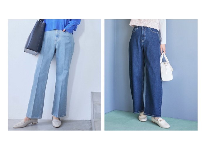 【any SiS/エニィ スィス】の【美Denimシリーズ】セミカーブワイド デニム&【美Denimシリーズ】センタープレスセミフレア デニム 【パンツ 人気ファッション通販 コーディネート通販】おすすめ！人気、トレンド、レディースファッションの通販  おすすめ人気トレンドファッション通販アイテム 人気、トレンドファッション・服の通販 founy(ファニー) ファッション Fashion レディースファッション WOMEN パンツ Pants デニムパンツ Denim Pants インディゴ Indigo ウォッシャブル Washable 春 Spring コンパクト Compact ストレッチ Stretch ストレート Straight センター Center デニム Denim フレア Flare ポケット Pocket S/S・春夏 Ss・Spring/Summer NEW・新作・新着・新入荷 New Arrivals おすすめ Recommend 夏 Summer |ID:crp329100000207990