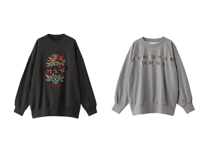 【ROSE BUD/ローズバッド】のQUEEN刺繍スウェットプルオーバー&刺繍ロゴN SWEAT 【トップス、カットソー 人気ファッション通販 コーディネート通販】おすすめ！人気、トレンド、レディースファッションの通販  おすすめ人気トレンドファッション通販アイテム 人気、トレンドファッション・服の通販 founy(ファニー) ファッション Fashion レディースファッション WOMEN トップス・カットソー Tops/Tshirt シャツ/ブラウス Shirts/Blouses パーカ Sweats ロング / Tシャツ T-Shirts プルオーバー Pullover スウェット Sweat カットソー Cut and Sewn 2025年 2025 2025春夏・S/S Ss,Spring/Summer,2025 グラフィック Graphic 夏 Summer 春 Spring S/S・春夏 Ss・Spring/Summer |ID:crp329100000208049