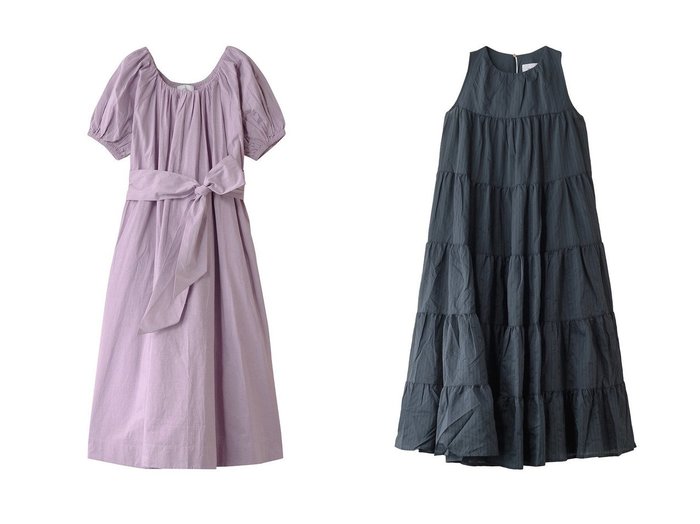 【MERLETTE/マーレット】のCRON STRIPE ハイネックアンクル丈ティアードドレス&BASTION CHAMBRAY パフスリーブベルテッド2WAYドレス 【ワンピース、ドレス 人気ファッション通販 コーディネート通販】おすすめ！人気、トレンド、レディースファッションの通販  おすすめ人気トレンドファッション通販アイテム 人気、トレンドファッション・服の通販 founy(ファニー) 　ファッション　Fashion　レディースファッション　WOMEN　ワンピース　Dress　ドレス　Party Dresses　チュニック　Tunic　2025年　2025　2025春夏・S/S　Ss,Spring/Summer,2025　アンクル　Uncle　サンダル　Sandals　スニーカー　Sneakers　ダウン　Down　チュニック　Tunic　ドレス　Dress　ハイネック　High Neck　パーティ　Party　夏　Summer　春　Spring　S/S・春夏　Ss・Spring/Summer　|ID:crp329100000208074