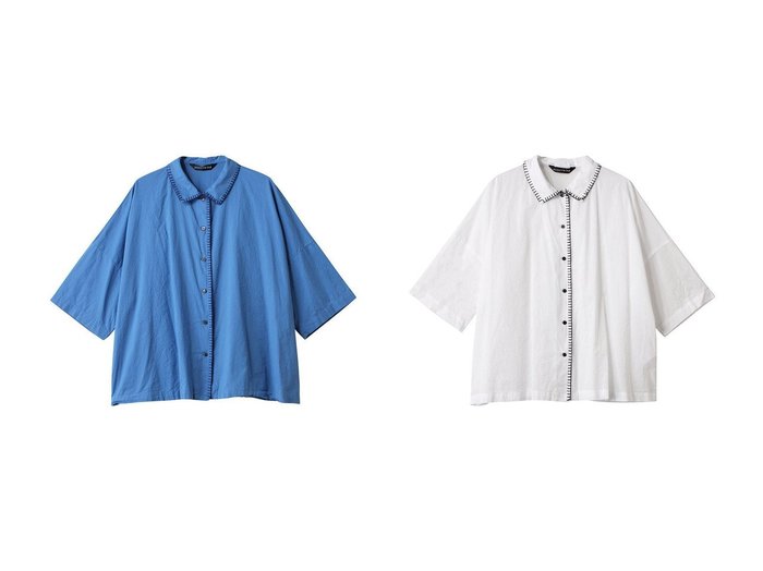 【mizuiro ind/ミズイロ インド】のblanket stitch wide shirt シャツ 【トップス、カットソー 人気ファッション通販 コーディネート通販】おすすめ！人気、トレンド、レディースファッションの通販  おすすめ人気トレンドファッション通販アイテム 人気、トレンドファッション・服の通販 founy(ファニー) 　ファッション　Fashion　レディースファッション　WOMEN　トップス・カットソー　Tops/Tshirt　シャツ/ブラウス　Shirts/Blouses　2025年　2025　2025春夏・S/S　Ss,Spring/Summer,2025　ショート　Short　シンプル　Simple　スリーブ　Sleeve　ハンド　Hand　ブランケット　Blanket　夏　Summer　春　Spring　S/S・春夏　Ss・Spring/Summer　|ID:crp329100000208093