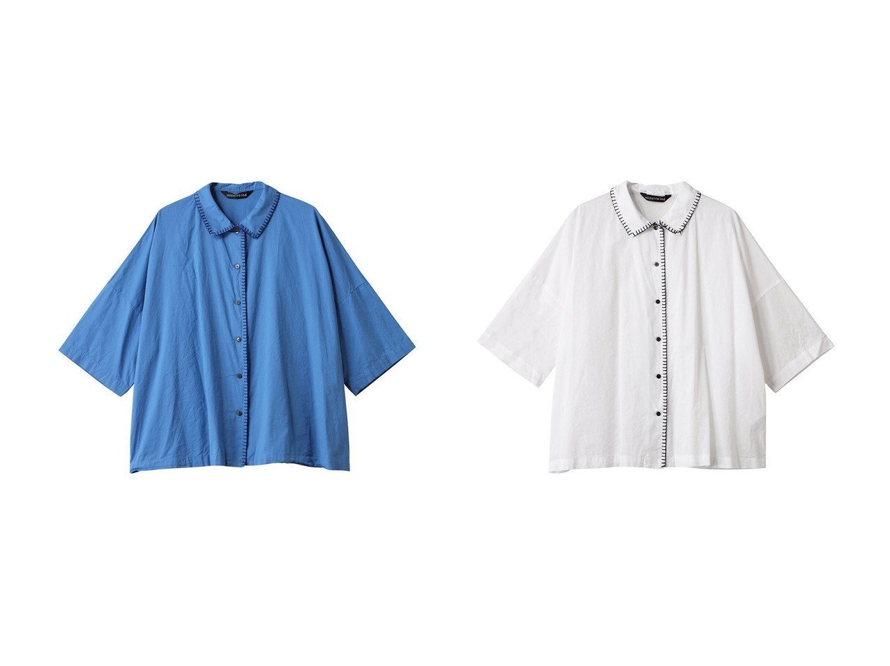 【mizuiro ind/ミズイロ インド】のblanket stitch wide shirt シャツ 【トップス、カットソー 人気ファッション通販 コーディネート通販】おすすめ！人気、トレンド、レディースファッションの通販  おすすめ人気トレンドファッション通販アイテム インテリア・キッズ・メンズ・レディースファッション・服の通販 founy(ファニー) 　ファッション　Fashion　レディースファッション　WOMEN　トップス・カットソー　Tops/Tshirt　シャツ/ブラウス　Shirts/Blouses　2025年　2025　2025春夏・S/S　Ss,Spring/Summer,2025　ショート　Short　シンプル　Simple　スリーブ　Sleeve　ハンド　Hand　ブランケット　Blanket　夏　Summer　春　Spring　S/S・春夏　Ss・Spring/Summer　ホワイト系　White　ブルー系　Blue　ブラック系　Black　|ID:crp329100000208093