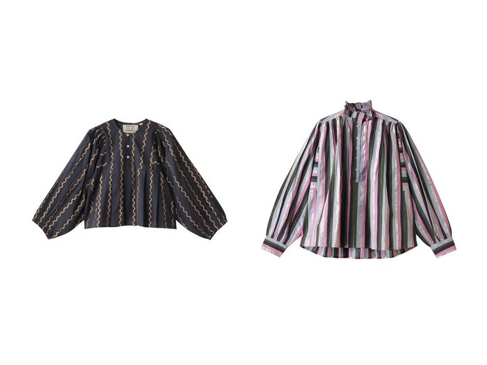 【SZ Blockprints/エスゼット ブロックプリント】のEVA TOP MAGGI ノーカラーブラウス&KALI TOP MULTI STRIPE フリルスタンドカラーシャツ 【トップス、カットソー 人気ファッション通販 コーディネート通販】おすすめ！人気、トレンド、レディースファッションの通販  おすすめ人気トレンドファッション通販アイテム 人気、トレンドファッション・服の通販 founy(ファニー) ファッション Fashion レディースファッション WOMEN トップス・カットソー Tops/Tshirt シャツ/ブラウス Shirts/Blouses 2025年 2025 2025春夏・S/S Ss,Spring/Summer,2025 スリーブ Sleeve バランス Balance フォルム Form ロング Long 夏 Summer 春 Spring S/S・春夏 Ss・Spring/Summer |ID:crp329100000208098