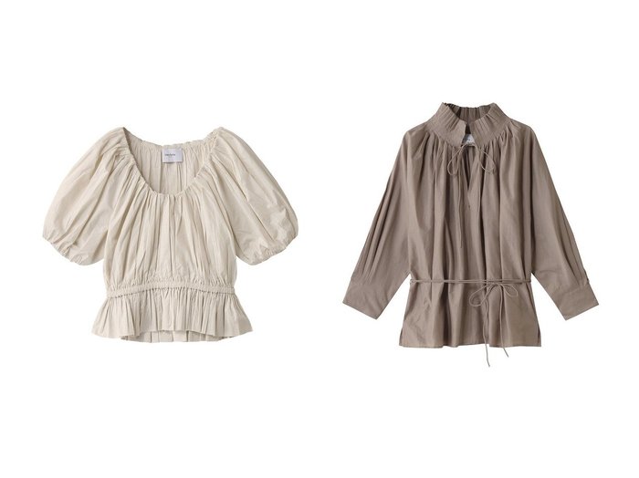 【MERLETTE/マーレット】のSHORE プリーツネックブラウス&SILENE パフスリーブブラウス 【トップス、カットソー 人気ファッション通販 コーディネート通販】おすすめ！人気、トレンド、レディースファッションの通販  おすすめ人気トレンドファッション通販アイテム 人気、トレンドファッション・服の通販 founy(ファニー) 　ファッション　Fashion　レディースファッション　WOMEN　トップス・カットソー　Tops/Tshirt　シャツ/ブラウス　Shirts/Blouses　2025年　2025　2025春夏・S/S　Ss,Spring/Summer,2025　ショート　Short　スリーブ　Sleeve　デコルテ　Decolletage　デニム　Denim　フレア　Flare　夏　Summer　春　Spring　S/S・春夏　Ss・Spring/Summer　|ID:crp329100000208099