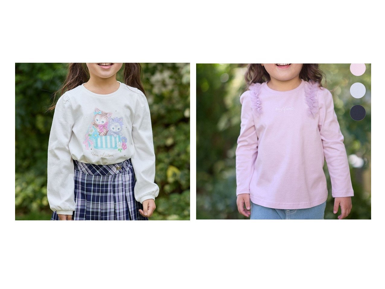 【any FAM / KIDS/エニファム】のガーリーアート 長袖Tシャツ&チュールフリル 長袖Tシャツ 【KIDS】子供服のおすすめ！人気トレンド・キッズ ファッションの通販  おすすめ人気トレンドファッション通販アイテム インテリア・キッズ・メンズ・レディースファッション・服の通販 founy(ファニー) 　ファッション　Fashion　キッズファッション　KIDS　トップス・カットソー　Tops/Tees/Kids　春　Spring　カットソー　Cut And Sew　ショルダー　Shoulder　定番　Standard　長袖　Long Sleeve　ポケット　Pocket　ラベンダー　Lavender　S/S・春夏　Ss・Spring/Summer　NEW・新作・新着・新入荷　New Arrivals　夏　Summer　ブルー系　Blue　レッド系　Red　|ID:crp329100000208442