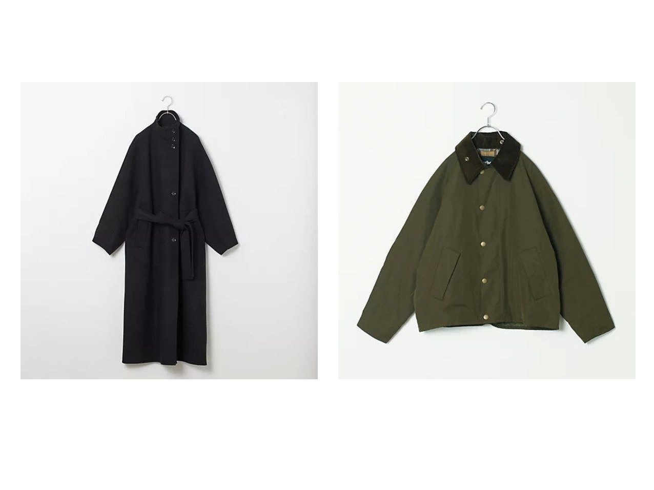 【BARBOUR/バブアー】の【LEE DAYS別注】トランスポート 中綿キルティング&【Curensology/カレンソロジー】の【五明祐子さんコラボ】ラムウールリバースタンドコート 【ECで売れてるランキング上位の人気ファッション通販 コーディネート通販 / Popular clothes】おすすめ！トレンド、レディースファッションの通販  おすすめ人気トレンドファッション通販アイテム インテリア・キッズ・メンズ・レディースファッション・服の通販 founy(ファニー) 　ファッション　Fashion　レディースファッション　WOMEN　アウター　Coat Outerwear　コート　Coats　コラボ　Collaboration　キルティング　Quilting　コーデュロイ　Corduroy　チェック　Check　バランス　Balance　フロント　Front　ボトム　Bottom　別注　Special Order　防寒　Cold Protection　ブラック系　Black　グリーン系　Green　|ID:crp329100000208453