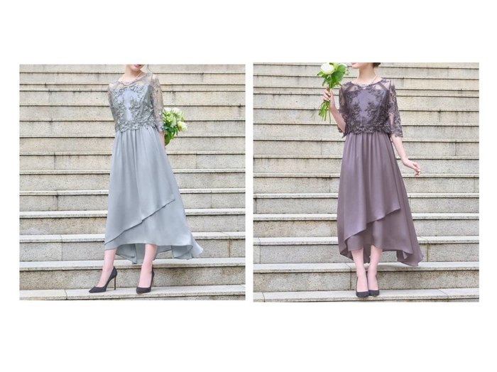 【GIRL/ガール】の花柄レース切替ミモレ丈フレア結婚式パーティードレス 【プチプライス、格安、低価格 ECで売れてるランキング上位の人気ファッション通販 コーディネート通販 / Popular clothes】おすすめ！トレンド、レディースファッションの通販  おすすめ人気トレンドファッション通販アイテム 人気、トレンドファッション・服の通販 founy(ファニー) ファッション Fashion レディースファッション WOMEN ワンピース Dress ドレス Party Dresses 切替 Switching シフォン Chiffon シンプル Simple スリーブ Sleeve ドレス Dress フィット Fit フレア Flare ミモレ Mimore ヨーク Yoke レース Race プチプライス・低価格 Affordable エレガント 上品 Elegant 結婚式 Wedding Ceremony 二次会 Wedding Party |ID:crp329100000208472