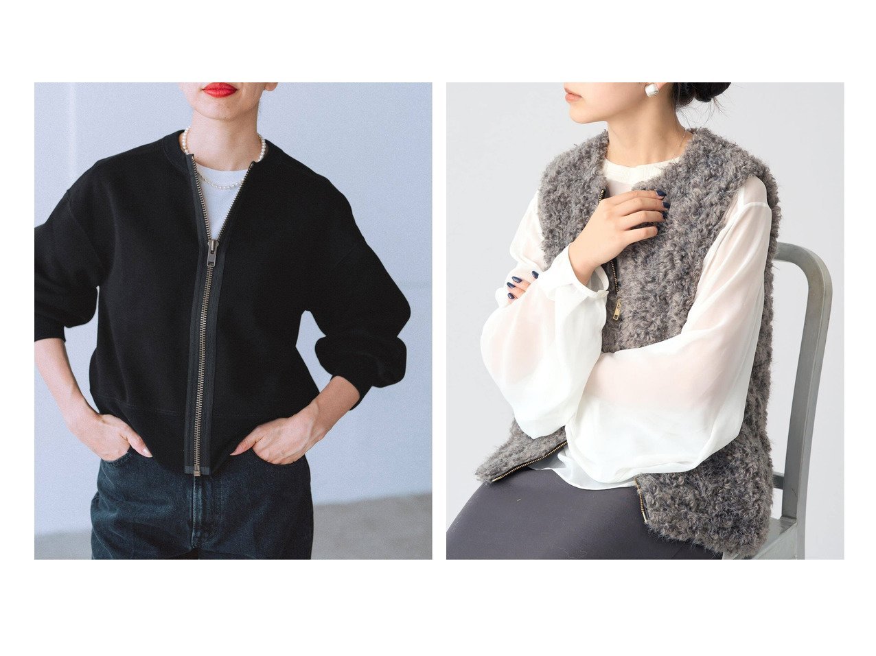 【IENA/イエナ】の《WEB限定/》BLACK ジップアップスウェット&《》シアーシフォン リブネックブラウス 【 人気ファッション通販 コーディネート通販】おすすめ！人気、トレンド、レディースファッションの通販  おすすめ人気トレンドファッション通販アイテム インテリア・キッズ・メンズ・レディースファッション・服の通販 founy(ファニー) 　ファッション　Fashion　レディースファッション　WOMEN　トップス・カットソー　Tops/Tshirt　パーカ　Sweats　スウェット　Sweat　シャツ/ブラウス　Shirts/Blouses　2025年　2025　2025春夏・S/S　Ss,Spring/Summer,2025　ブラック系　Black　|ID:crp329100000208790